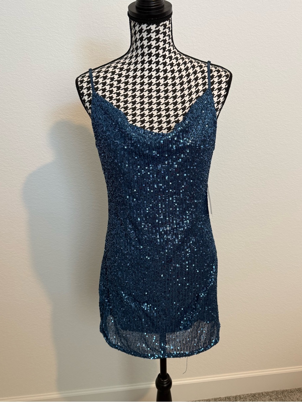 Audrey 3+1 Navy Blue Sequin Slip Mini Dress